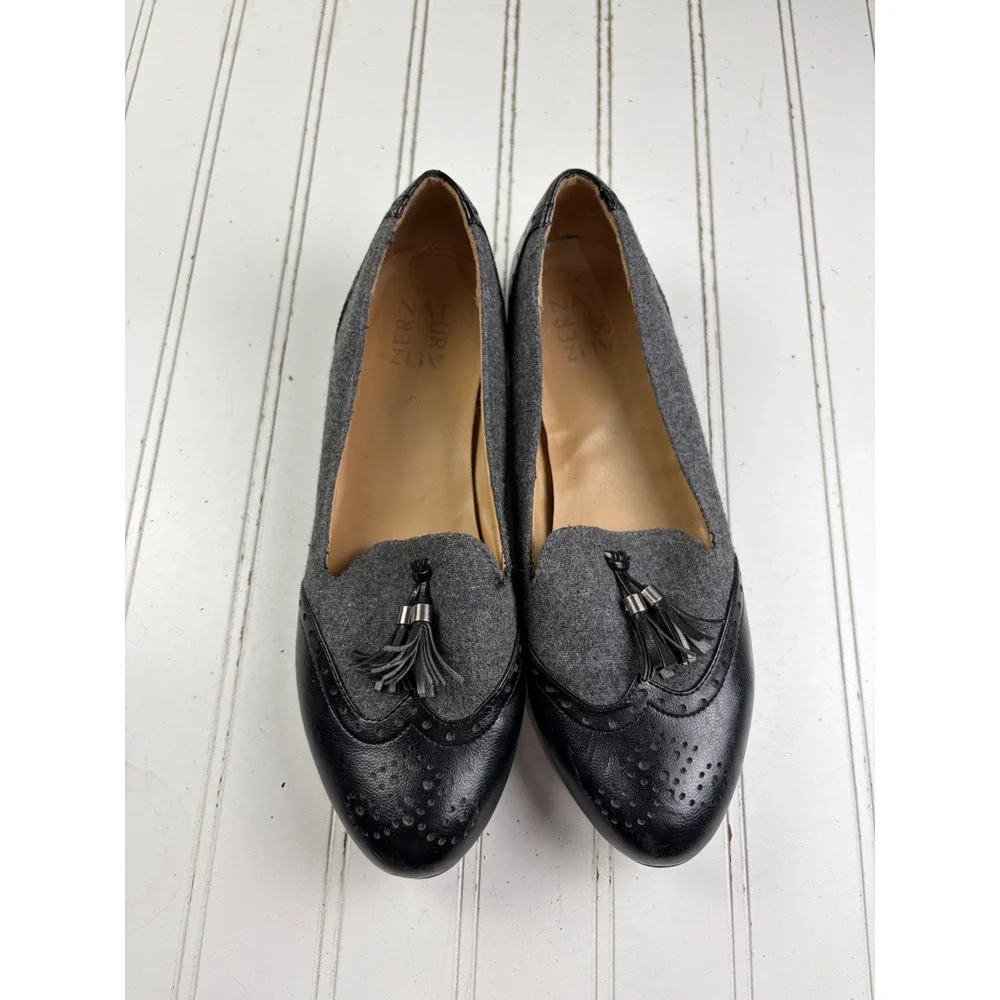 Naturalizer Lorraine Gray Fabric & Leather Tassel Loafers Flats Women's Size 8M